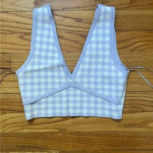 Lilac Purple Gingham Crop Top Small
